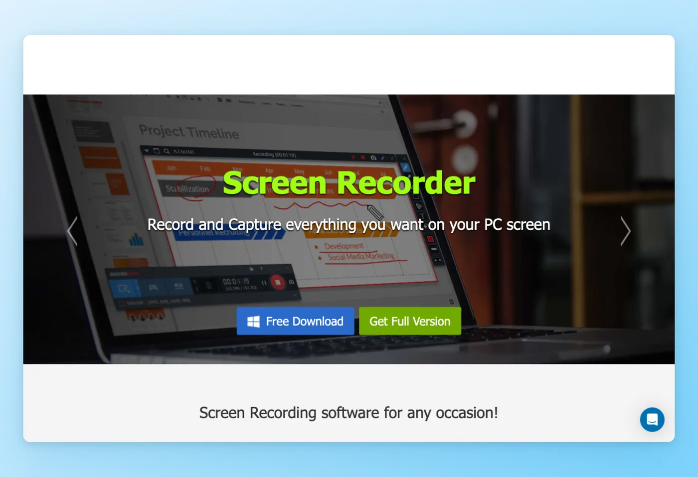 Screenshot of Bandicam interface