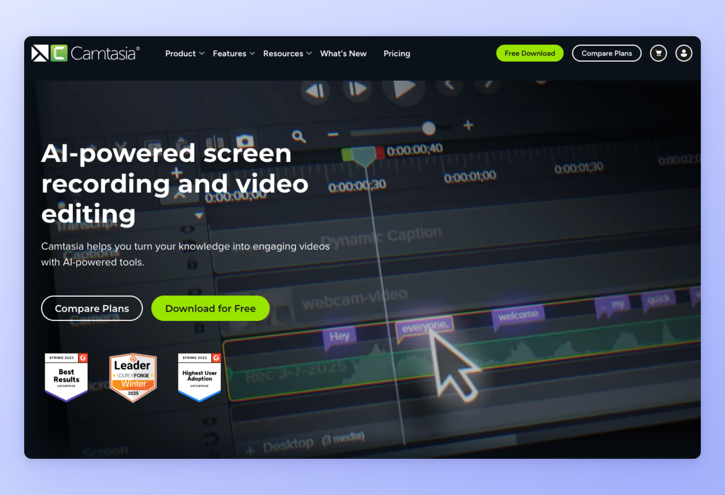 Screenshot of Camtasia interface