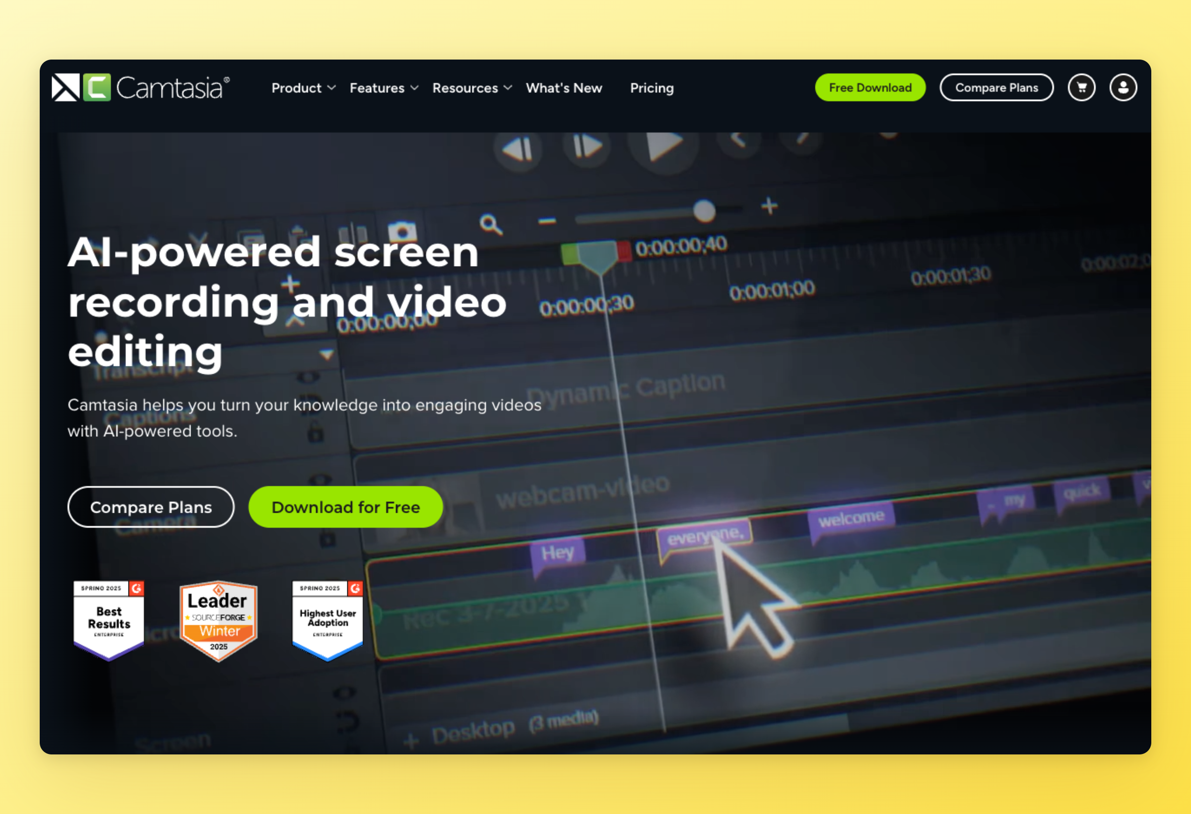 Screenshot of Camtasia interface