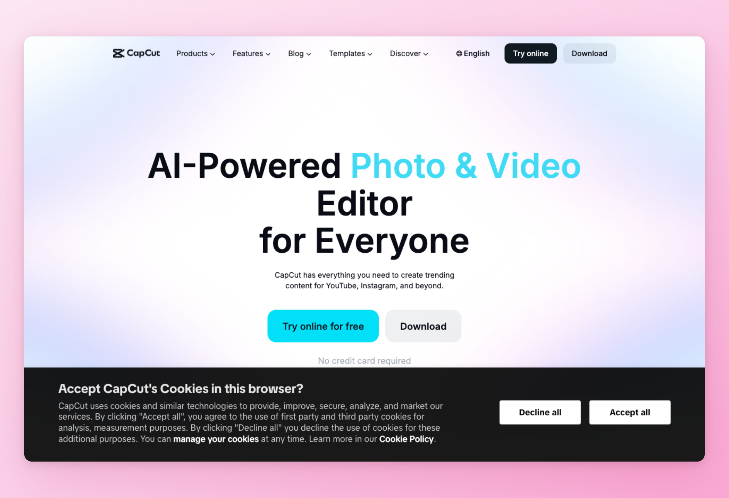 Screenshot of CapCut interface