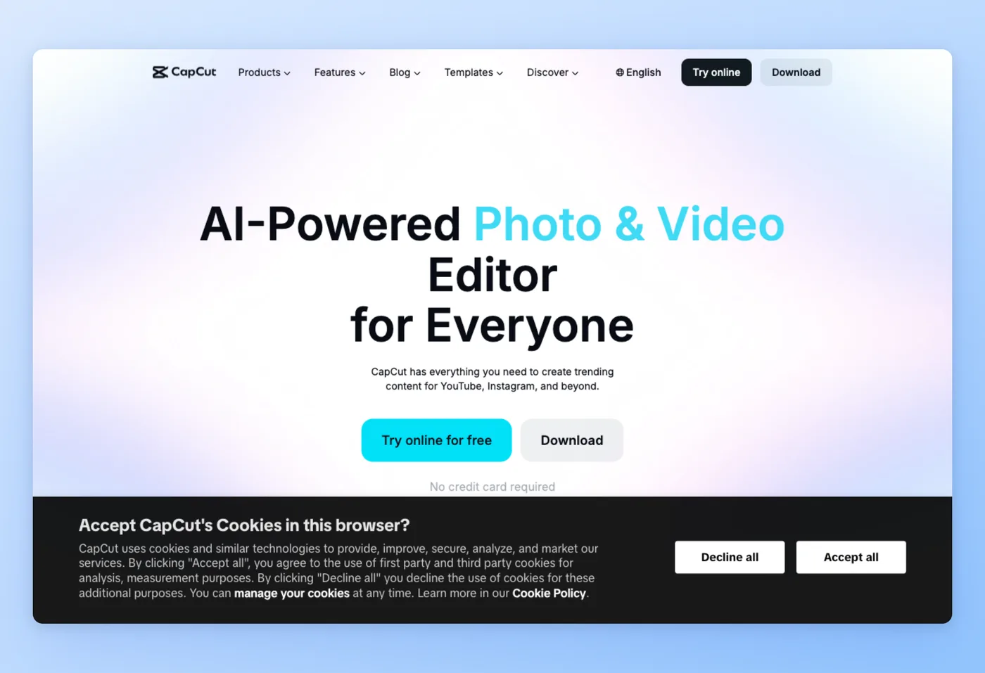 Screenshot of CapCut interface