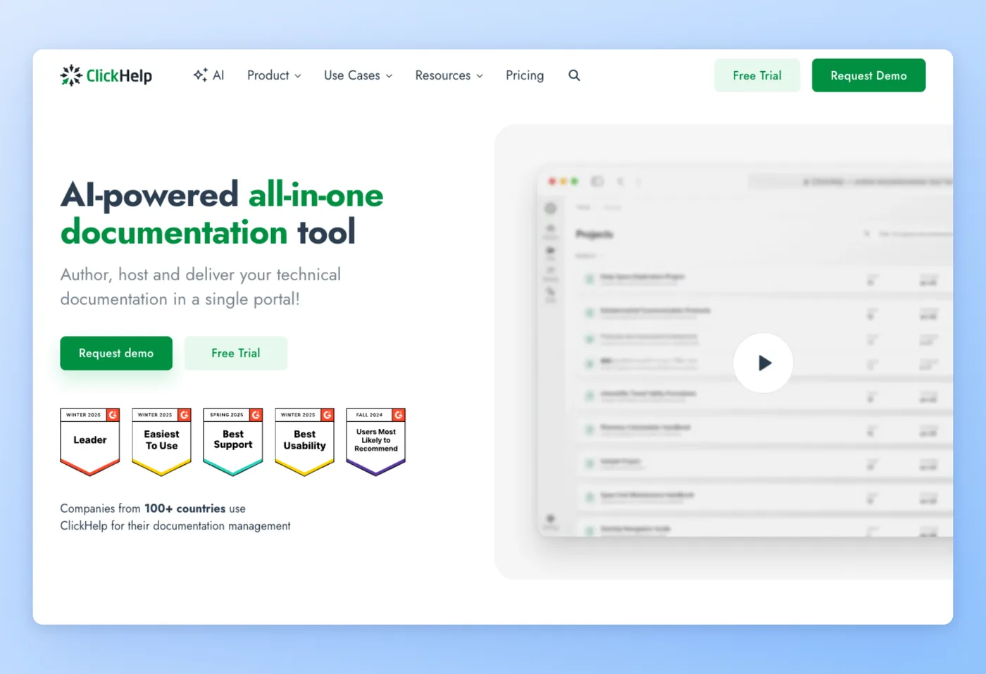 Screenshot of ClickHelp interface