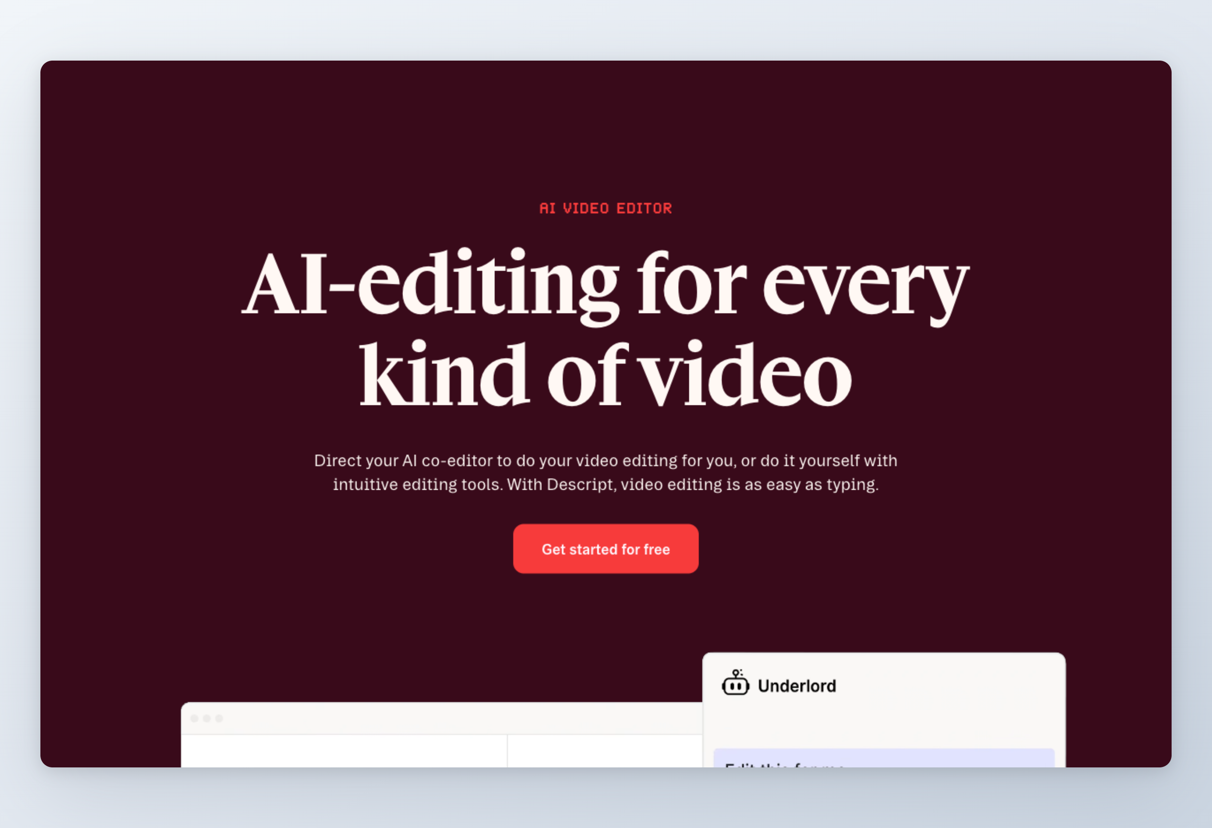 Screenshot of Descript interface