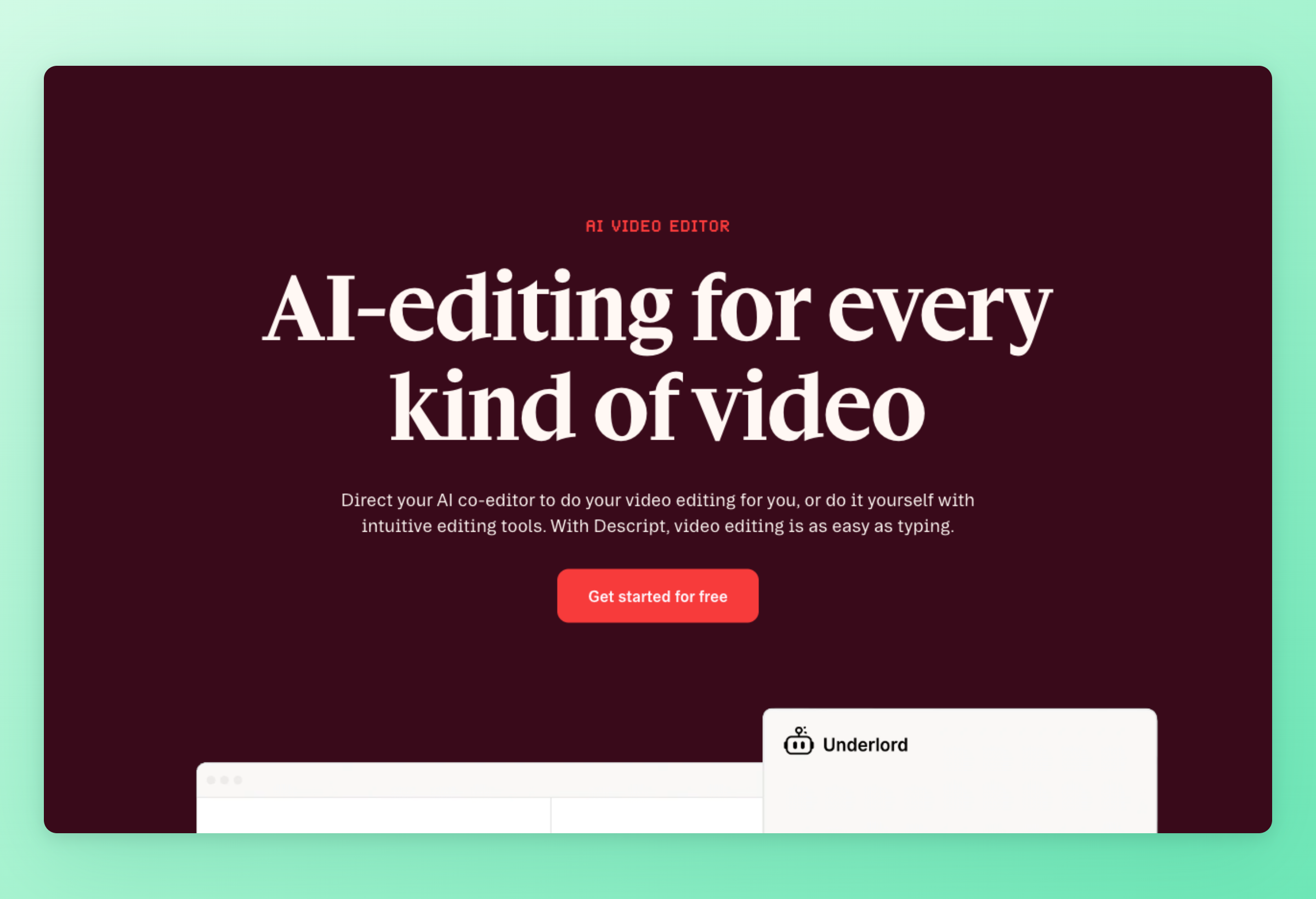 Screenshot of Descript interface
