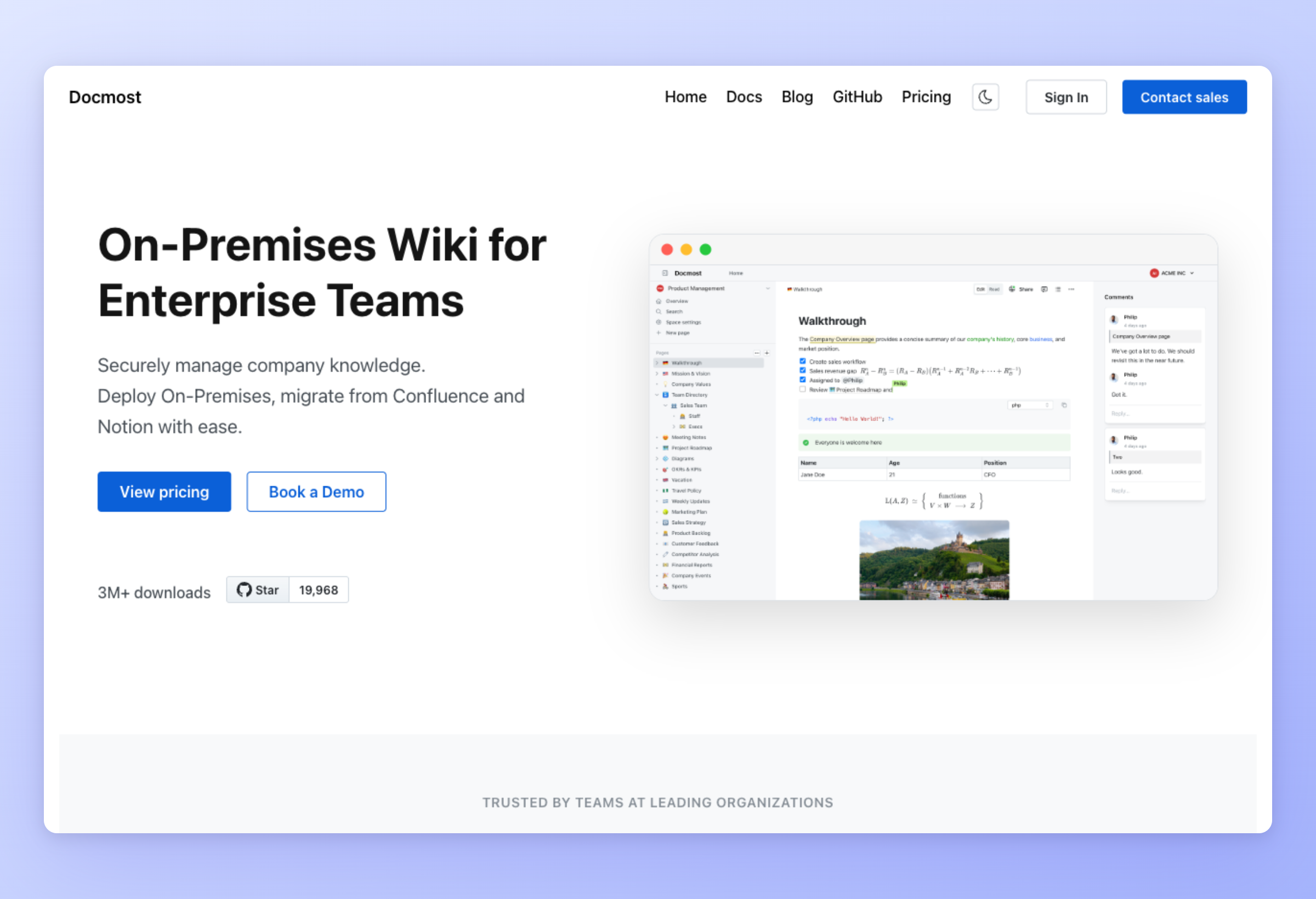Screenshot of Docmost interface
