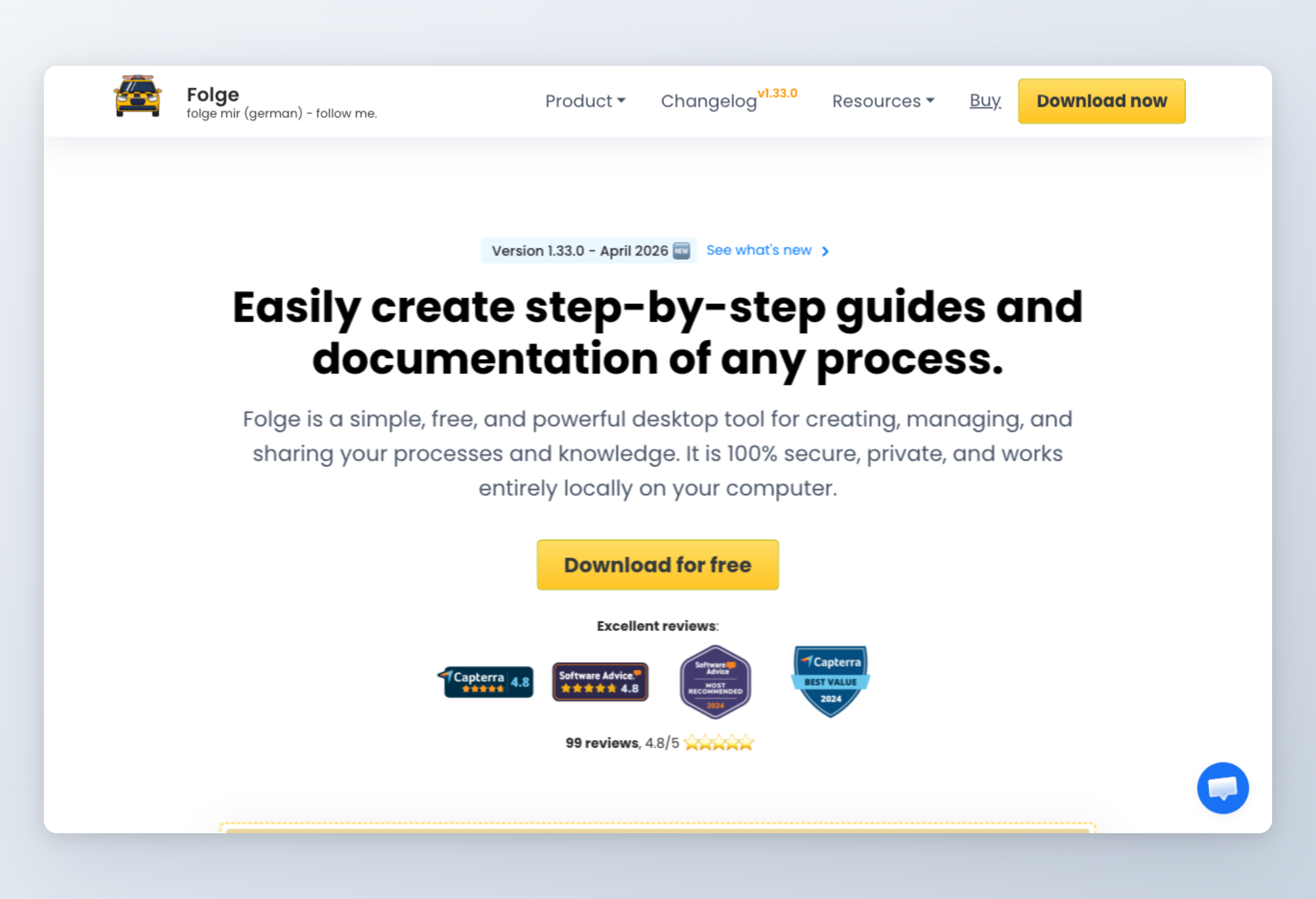 Screenshot of Folge interface