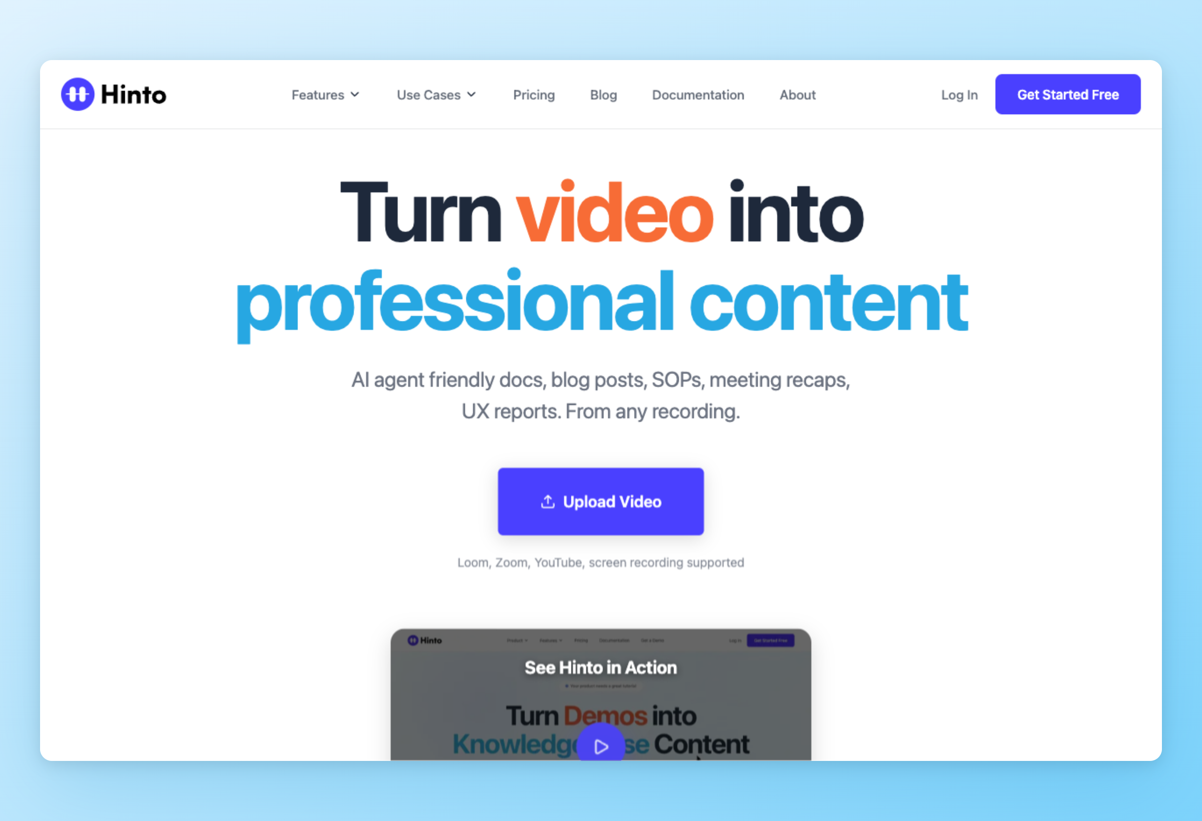 Screenshot of Hinto AI interface
