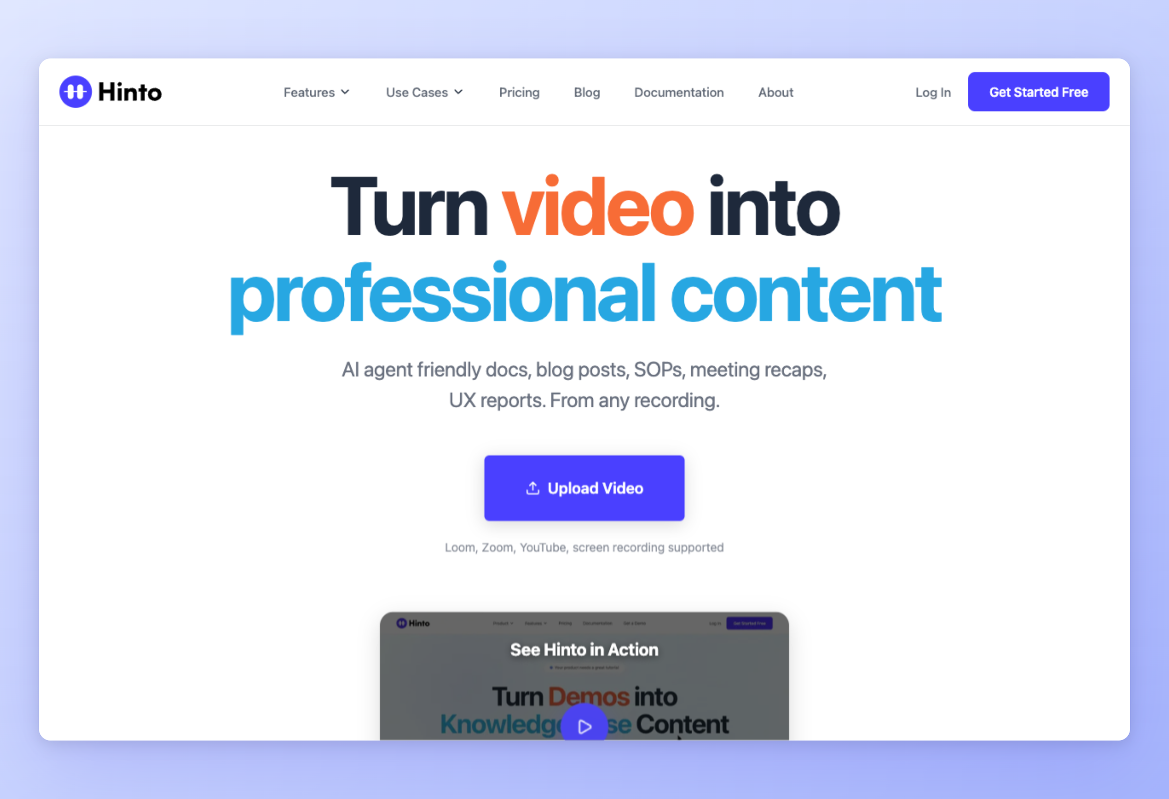 Screenshot of Hinto AI interface