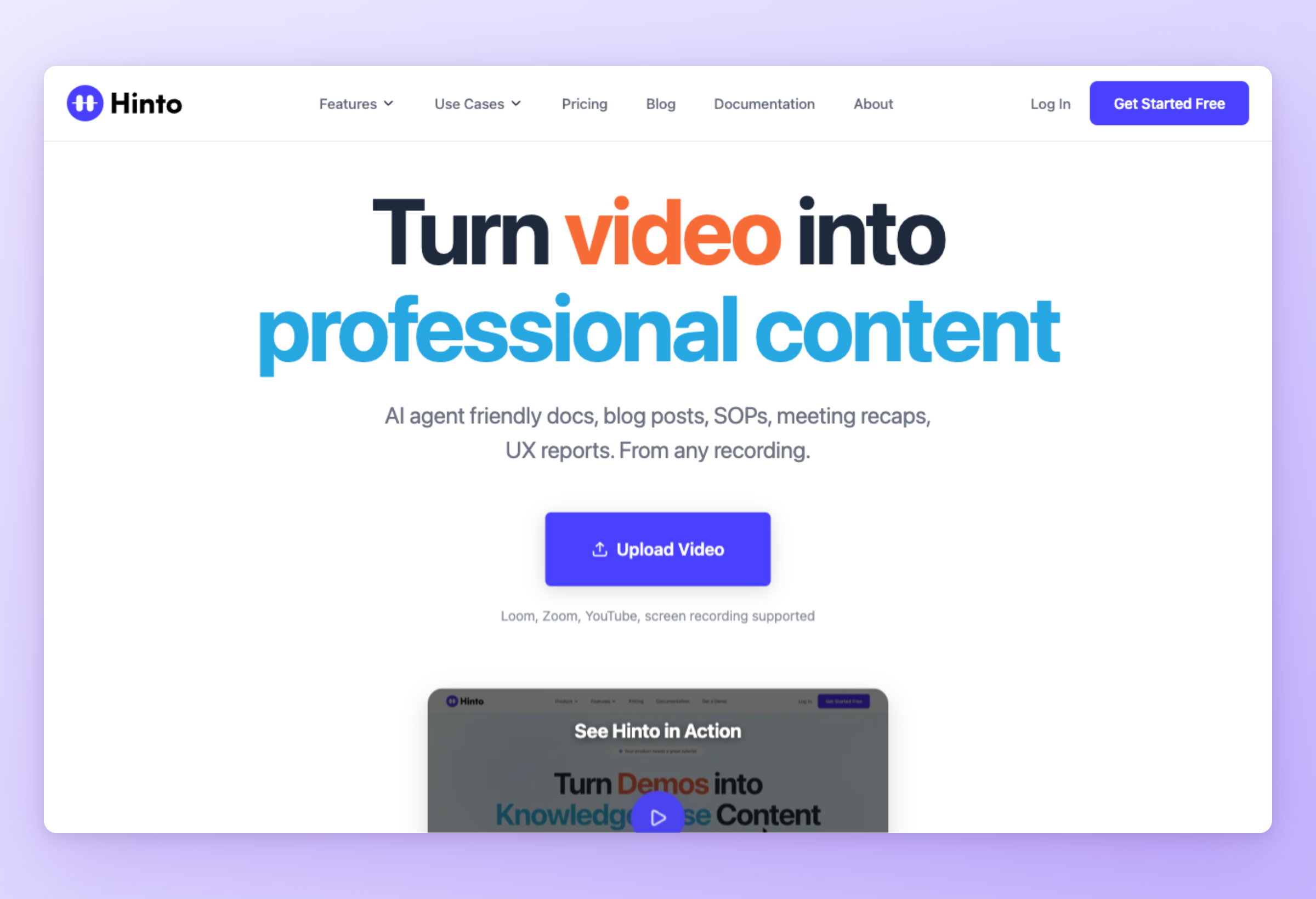 Screenshot of Hinto AI interface