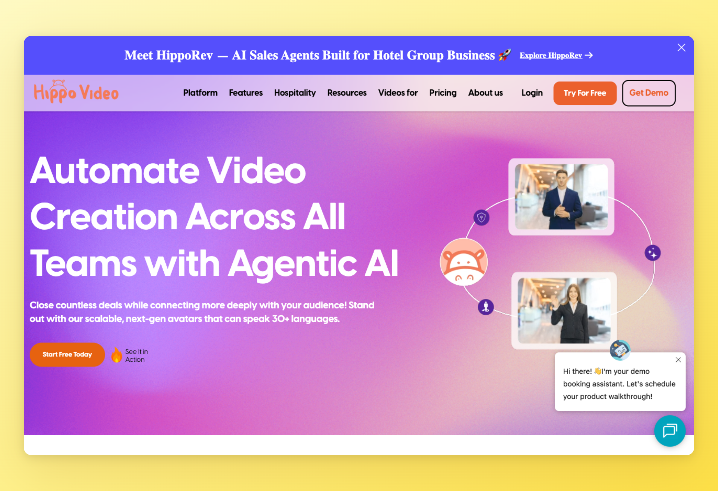 Screenshot of Hippo Video interface