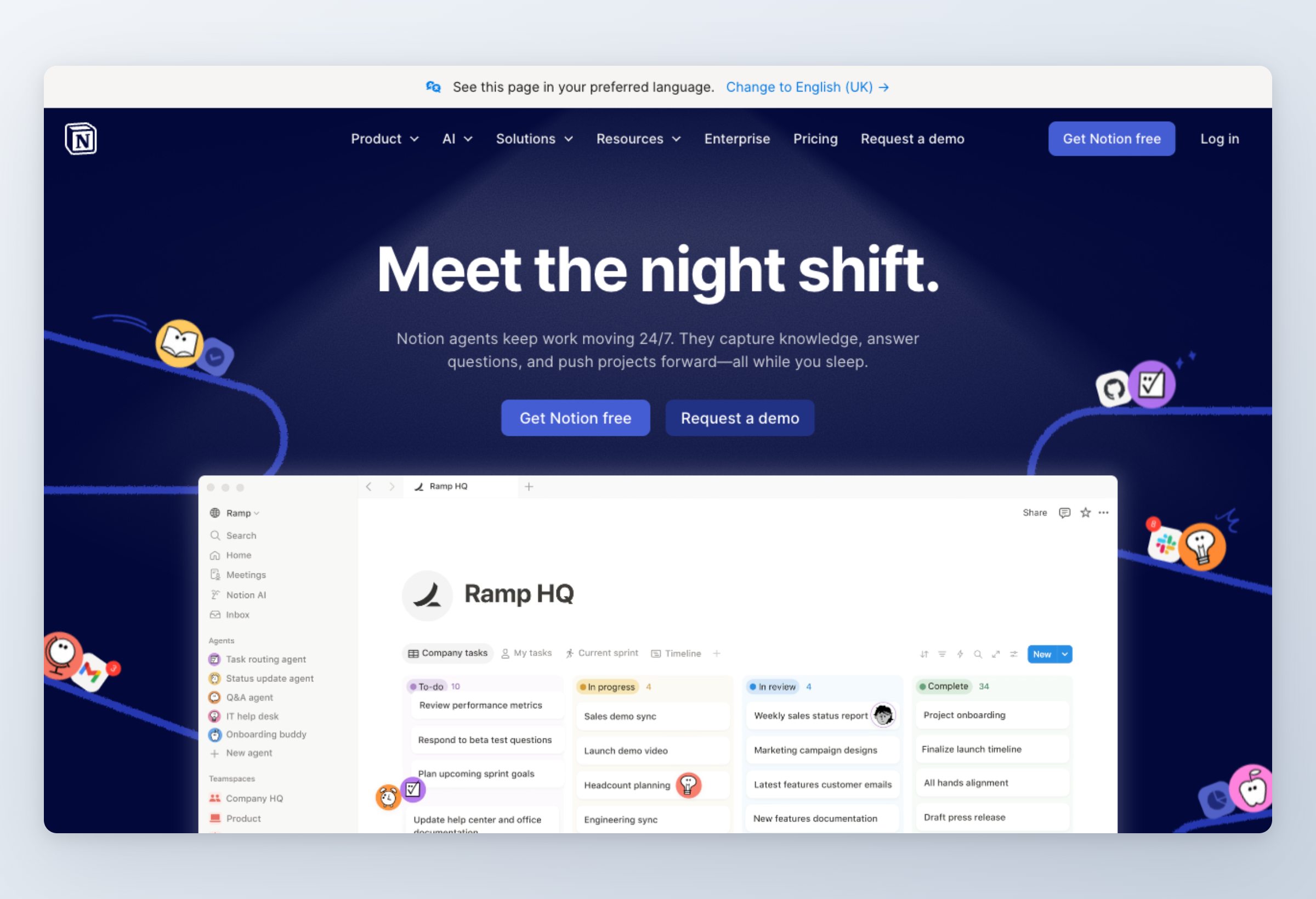 Screenshot of Notion interface