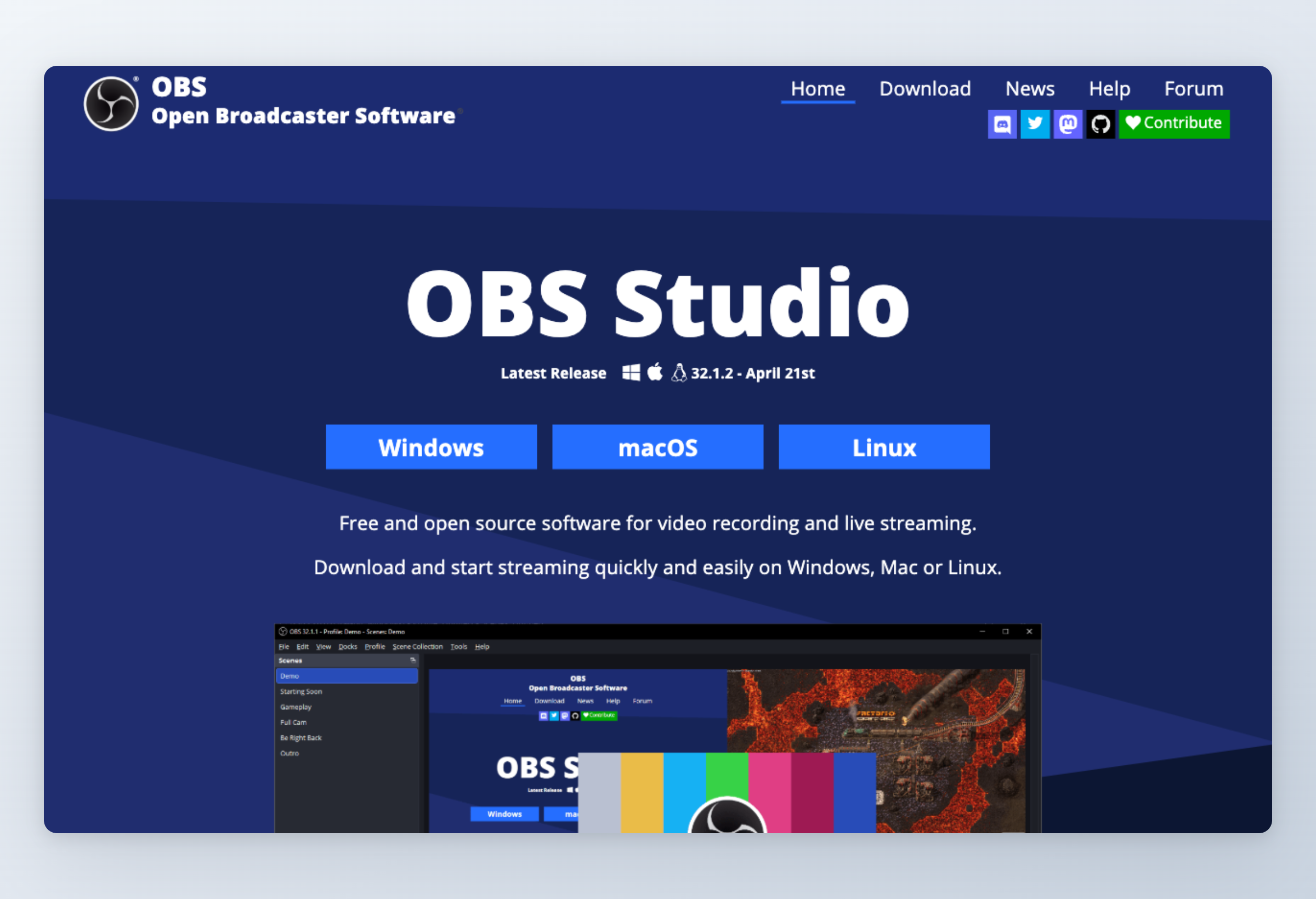 Screenshot of OBS Studio interface
