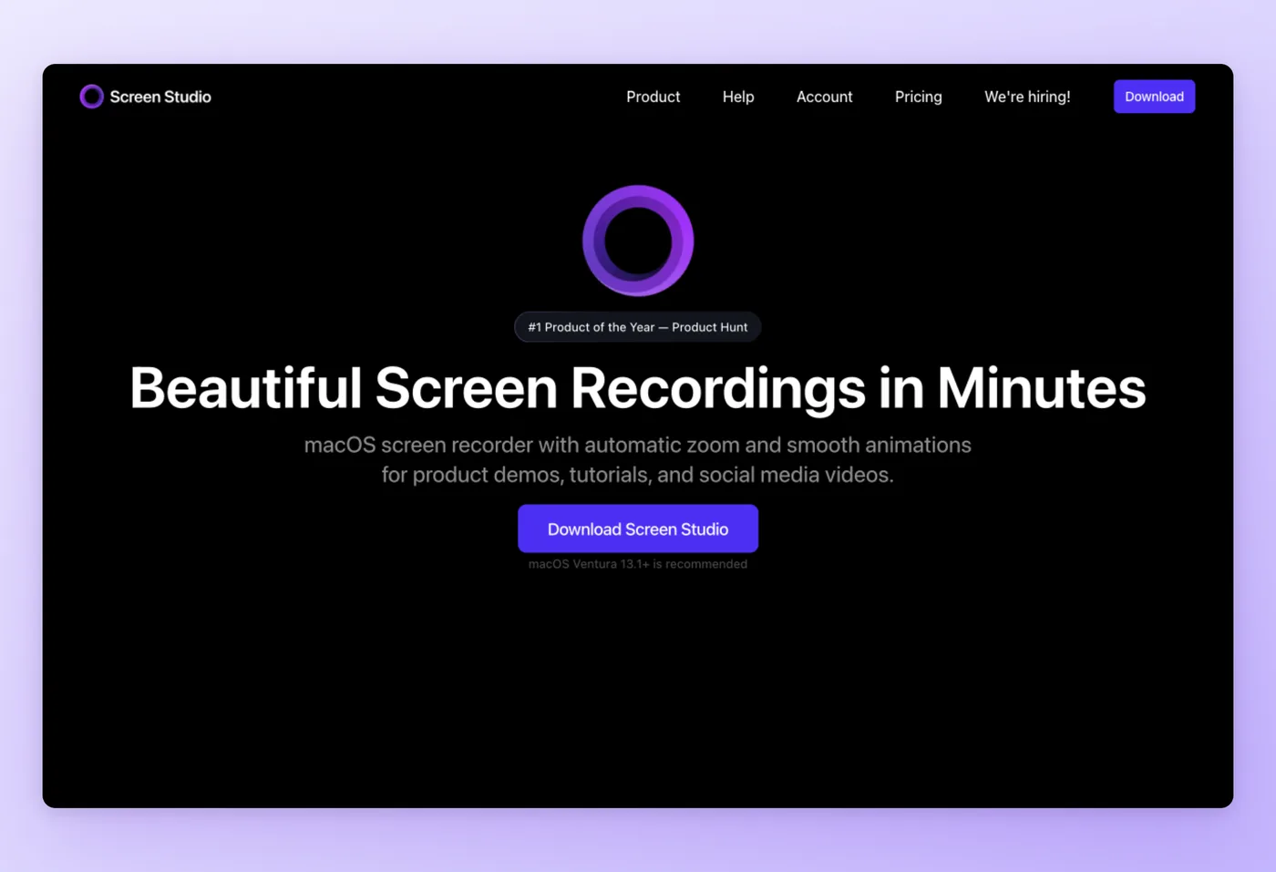 Screenshot of Screen Studio interface
