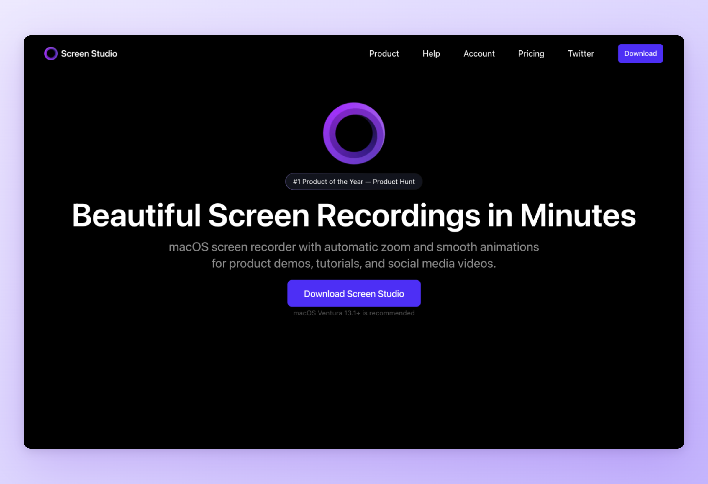 Screenshot of Screen Studio interface