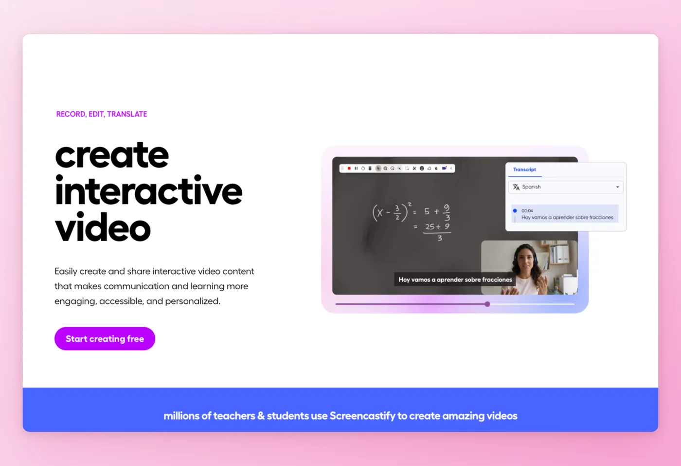 Screenshot of Screencastify interface