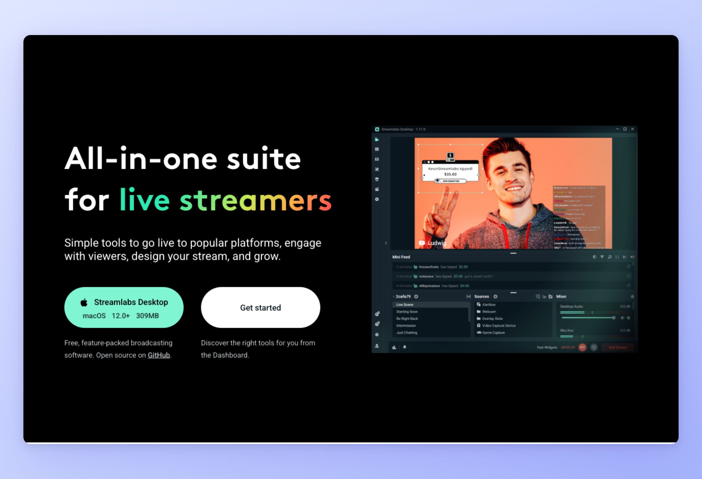 Screenshot of Streamlabs interface