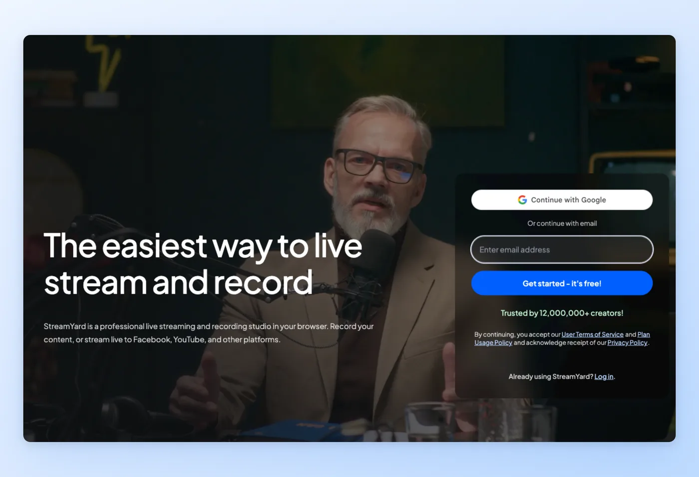 Screenshot of StreamYard interface
