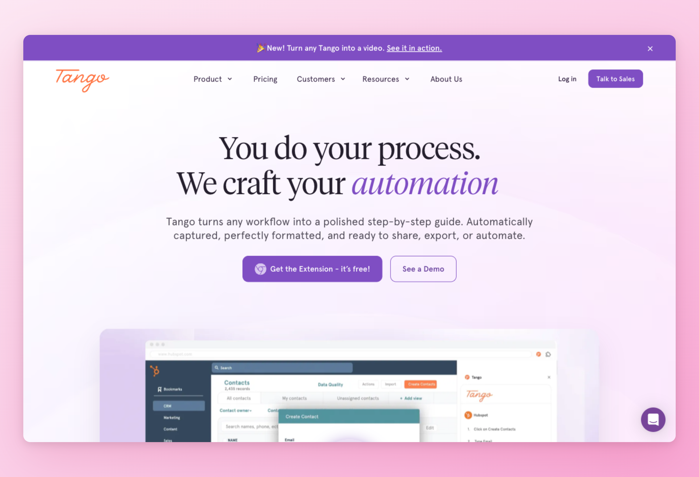 Screenshot of Tango interface