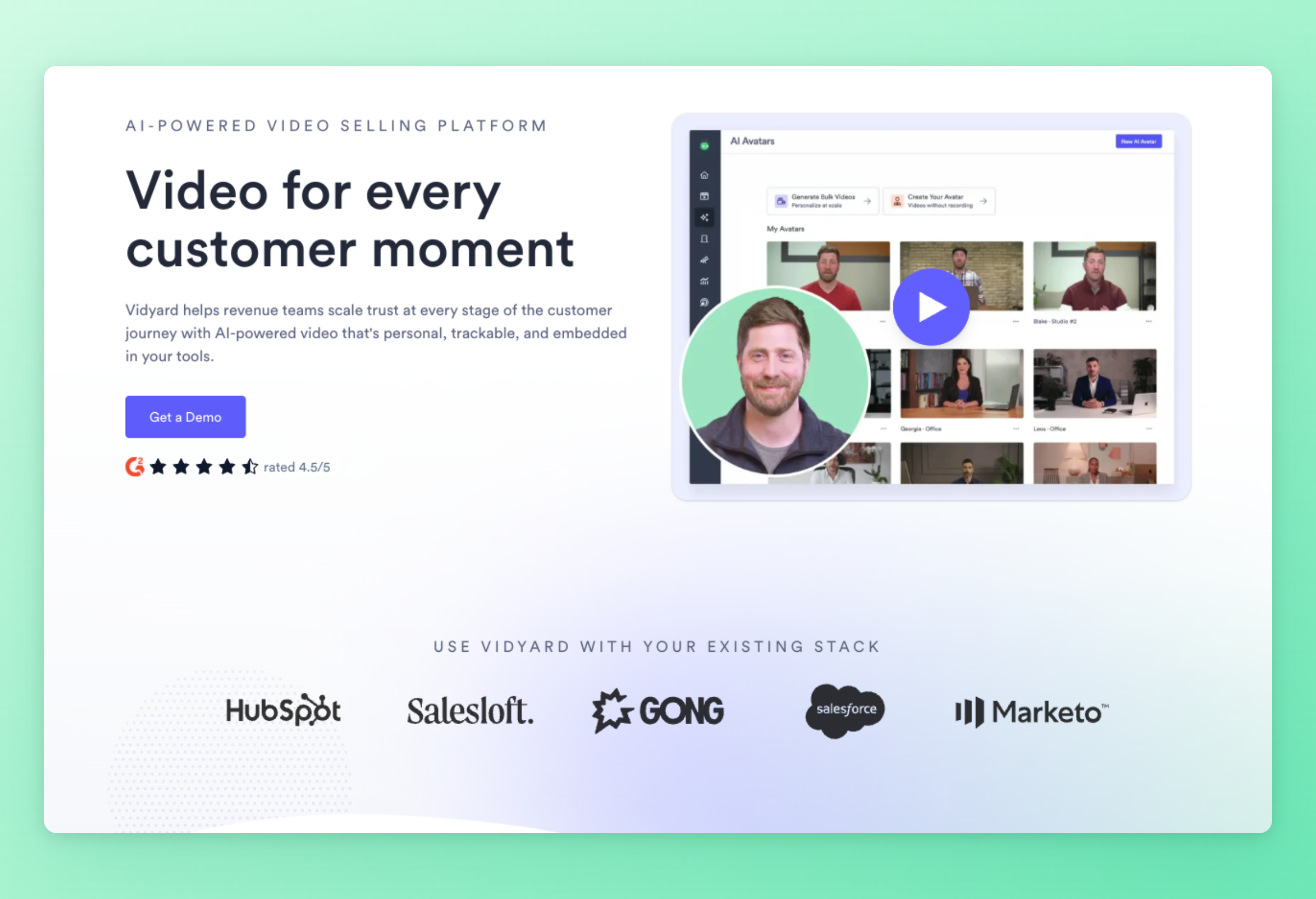 Screenshot of Vidyard interface