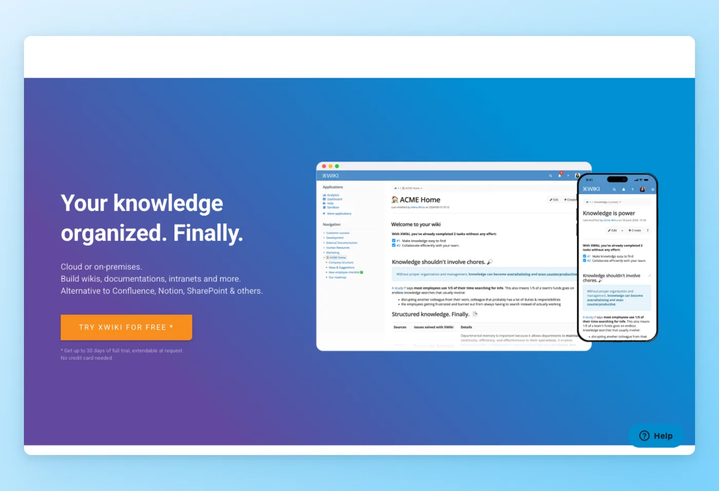 Screenshot of XWiki interface